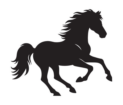 recommend clip art: Running horse black silhouette set. Vector illustration