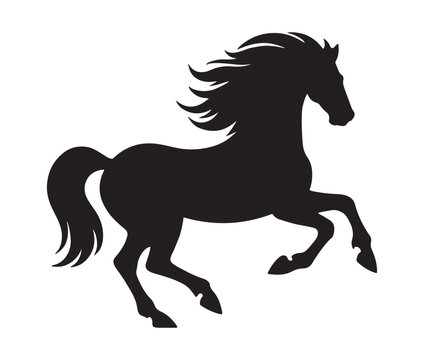 recommend clip art: Running horse black silhouette set. Vector illustration