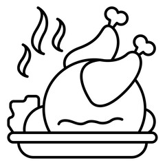 Hot chicken icon, roast chicken, grilled chicken icon symbol