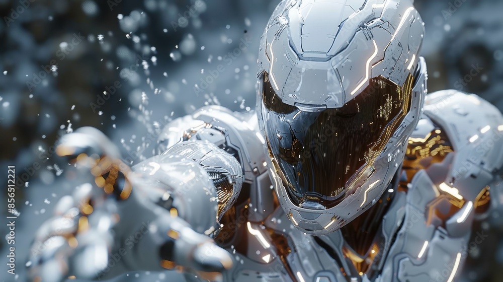 Poster a digital character performing complex movements, driven by motion capture data. the image showcases