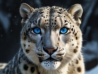 Ultra-realistic, highly detailed snow leopard with golden skin and glowing blue eyes. cinematic - generated by ai