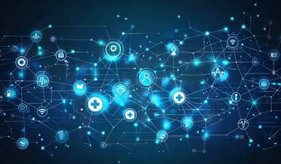 Obraz premium Abstract Network Illustration with Medical Icons