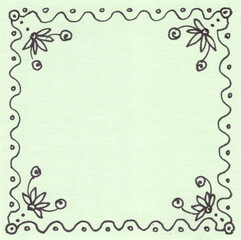 Fototapeta premium decorative frame, doodle, graphic drawing on a green background
