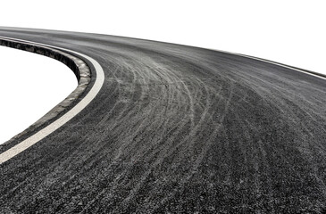 Wide empty asphalt road isolated on transparent background