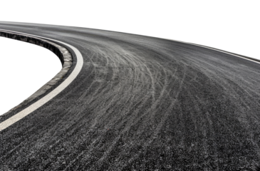 Wide empty asphalt road isolated on transparent background
