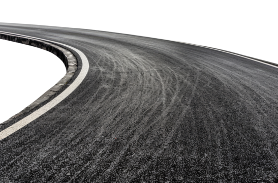 Wide empty asphalt road isolated on transparent background - Powered by Adobe