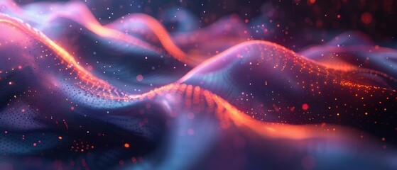 Obraz premium Abstract colorful glowing waves with particles.