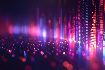 Obraz premium Abstract glowing neon city lights background.