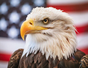 Obraz premium USA Independence day 4th July celebration with Bald Eagle and American Flag