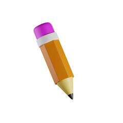 Pencil 3D Render Isolated Images