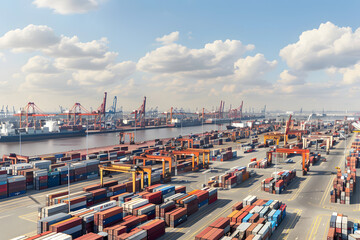 Obraz premium Container Port and Customs Duties: The Heartbeat of International Logistics