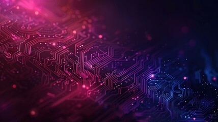 Abstract Neon Circuit Board Background, A vibrant abstract background featuring neon circuit board patterns in pink, purple, and blue hues, symbolizing modern technology and innovation.