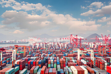 Obraz premium Container Port and Customs Duties: The Heartbeat of International Logistics