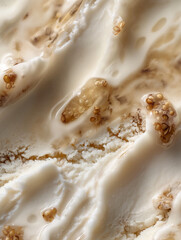 Artistic salted honey and fig gelato, a closeup of artistic salted honey and fig gelato, its creamy texture and bits of fig enhanced by a hint of salted honey, set against a white background