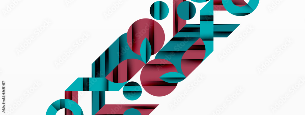 Aufkleber Geometric diagonal line and circle shape, wide abstract background