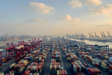 Obraz premium Container Port and Customs Duties: The Heartbeat of International Logistics