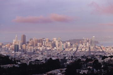 Obraz premium Downtown, San francisco city skyline at sunset. California, USA