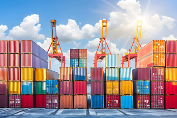 Fototapeta premium Container Port and Customs Duties: The Heartbeat of International Logistics