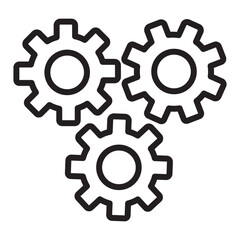 Settings, gear, cogwheel silhouette icon, logo design foe app, website. Settings icon, gear icon with stroke line symbol vector on white background. Vector illustration.