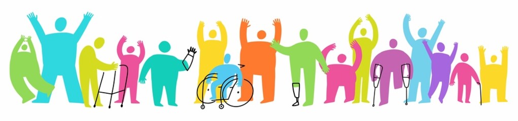 Vector collection of people with disabilities hand-drawn in doodle style	
