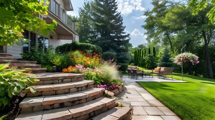 Obraz premium Landscape with decorative stone steps leading image