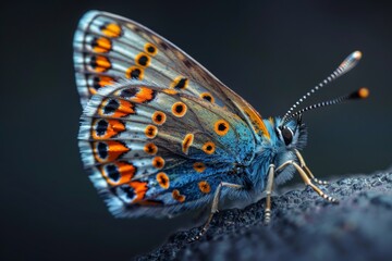 Fototapeta premium Close-Up of a Blue and Orange Butterfly