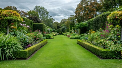 Decorative lawns with neatly trimmed emerald green img