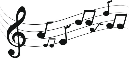 Music notes wave, Curve musical signs, sound wave line symbol, acoustic composition, Musical note, music sound, musical waves