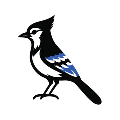Elegant Blue Jay Illustration: Vibrant Stylized Bird with Bold Colors and Artistic Design