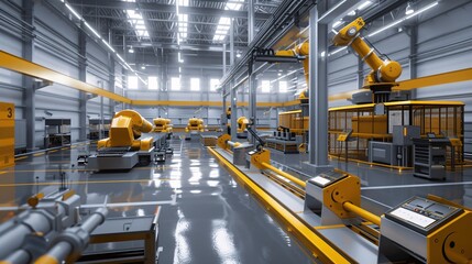 Factory floor with automated inspection systems