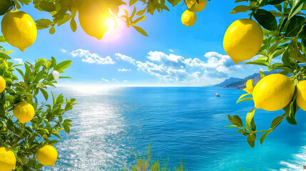 Summer Day on Amalfi Coast: Cliffside Villages, Lemon Groves, Turquoise Sea View, Scenic Beauty