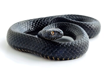 Obraz premium Black snake isolated on a white background