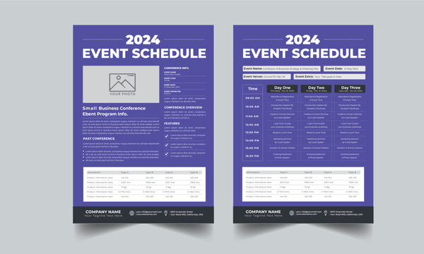 Event Schedule design template layout with 2 concept design