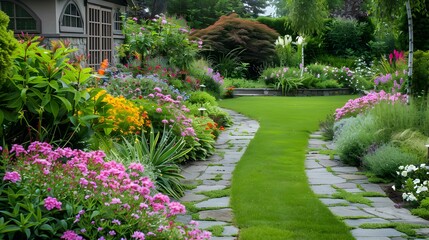 Mixborders with flowering perennials image