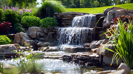 Landscape style with picturesque waterfalls flowing  picture