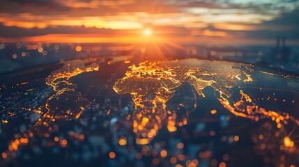 Active world trade, world market. Global electronics market background. Generative AI