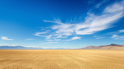 Fototapeta premium A stunning landscape of the desert with a wide expanse of golden sand and clear blue skies.