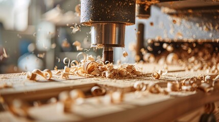 Industrial machinery for woodworking in a carpentry shop