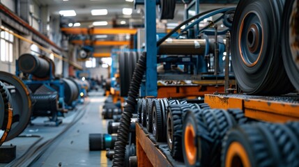 Fototapeta premium Industrial machinery for rubber production in a factory