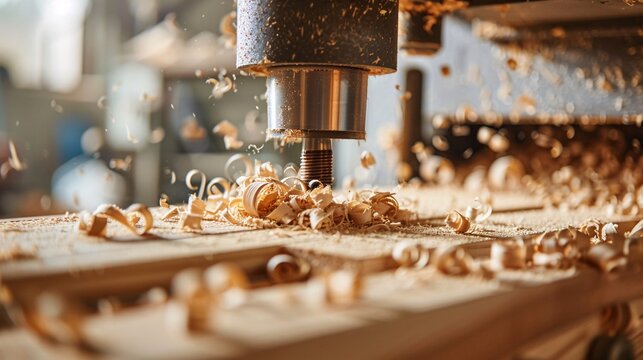 Industrial machinery for woodworking in a carpentry shop