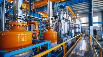 Industrial machinery for oil refining in a plant