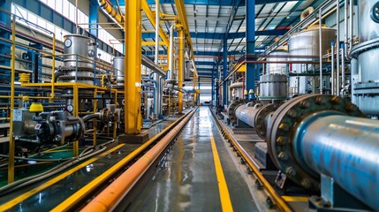 Industrial machinery for chemical production in a plant