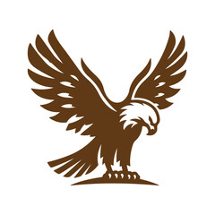 Vector silhouettes of eagle flying illustration isolated white background.