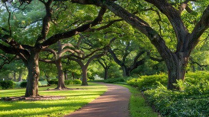 A tree garden with tall oaks img