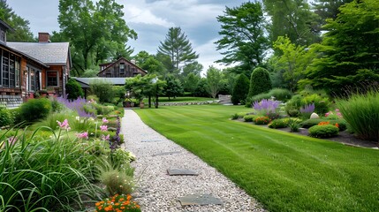 Naklejka premium A mowed lawn with gravel picture