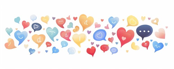 Obraz premium Colorful Hearts and Speech Bubbles Concept Illustration