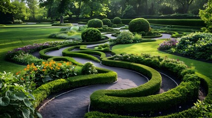 Landscape patterns with wavy lines of flowering img