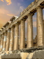 Acropolis Parthenon temple. The Parthenon is a temple on the Athenian Acropolis in Greece,...