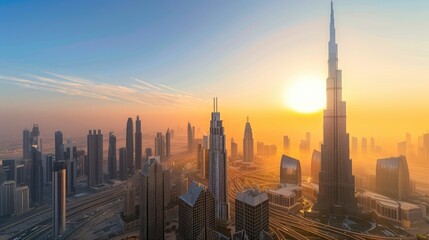 Golden Morning Illumination - Architectural Marvel of Perfect Proportions in Serene Cityscape