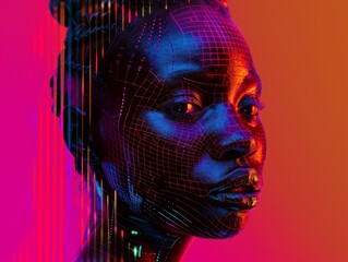 Cyberpunk Chic - Edgy Portrait with Neon Glitch Effects for Futuristic Aesthetic